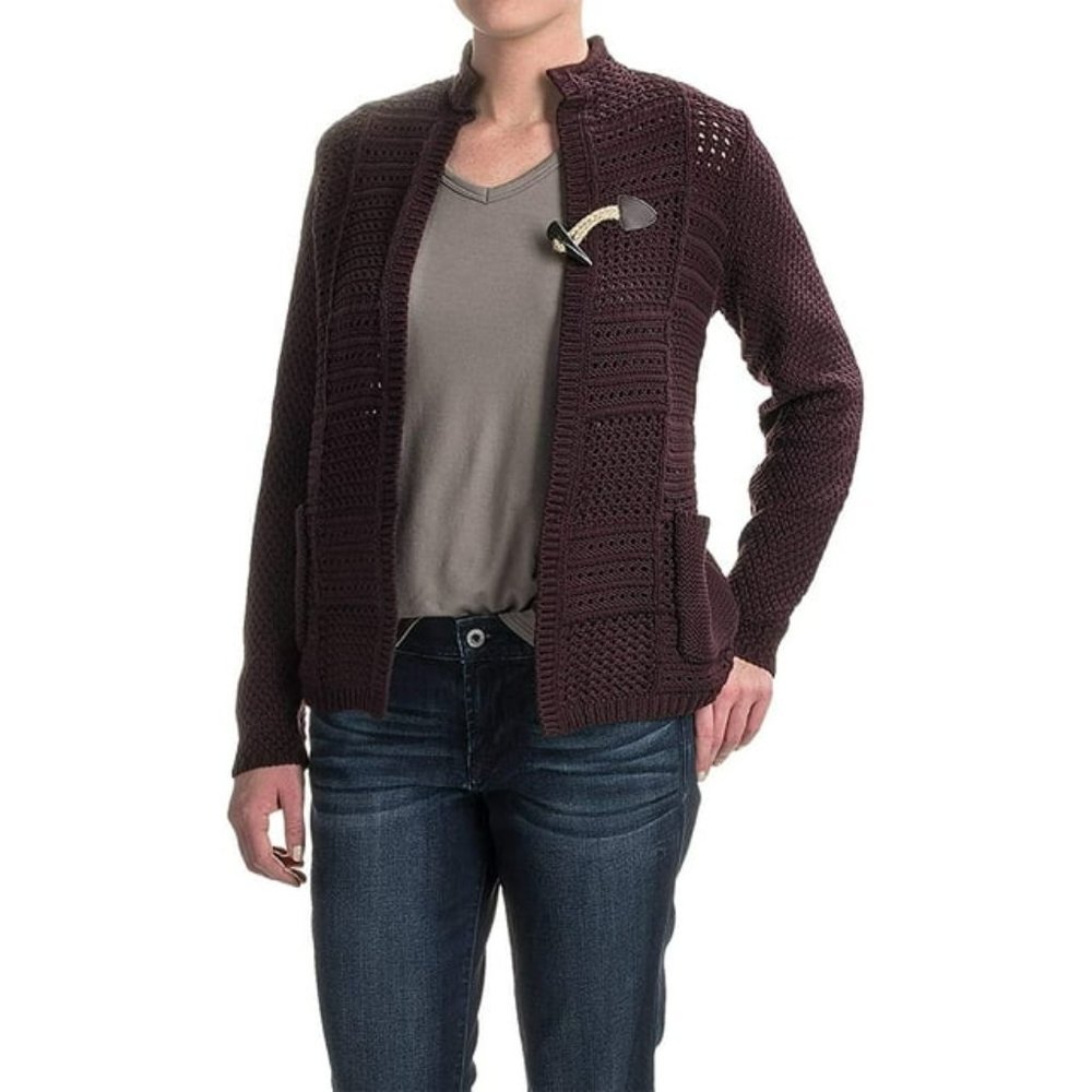 NEW w tags Woolrich Poppy Ridge Pointelle Blazer Sweater, BURGUNDY Plum Medium